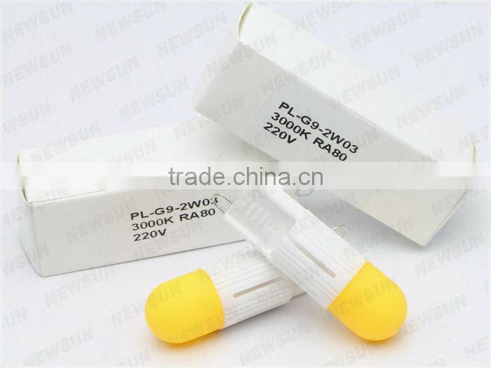 2W G9 led bulbs 2700K warm white ceramic G9 14*48mm mini led bulb with CE ROHS certificate