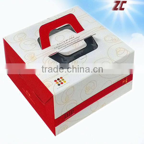 Hot Sale Take Away Paper Cake Box with Handle for Food Packaging