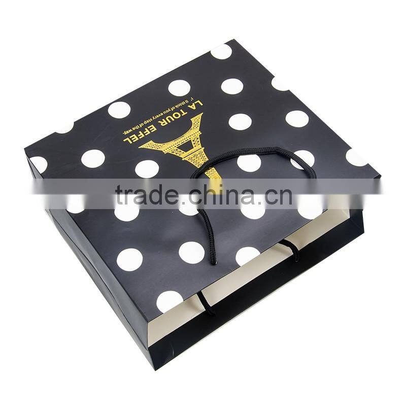 Popular Black Shopping Paper Bags with Rope handle