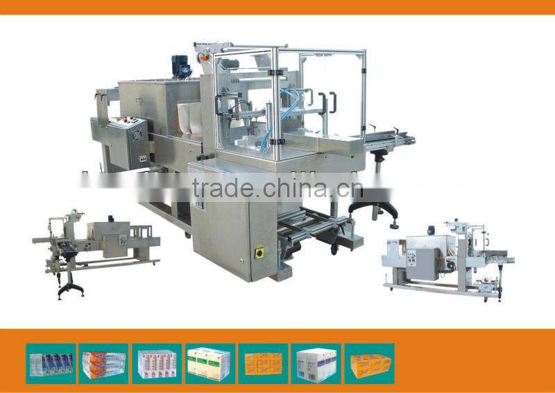Automatic carton box bottle sleeve shrink wrap machine