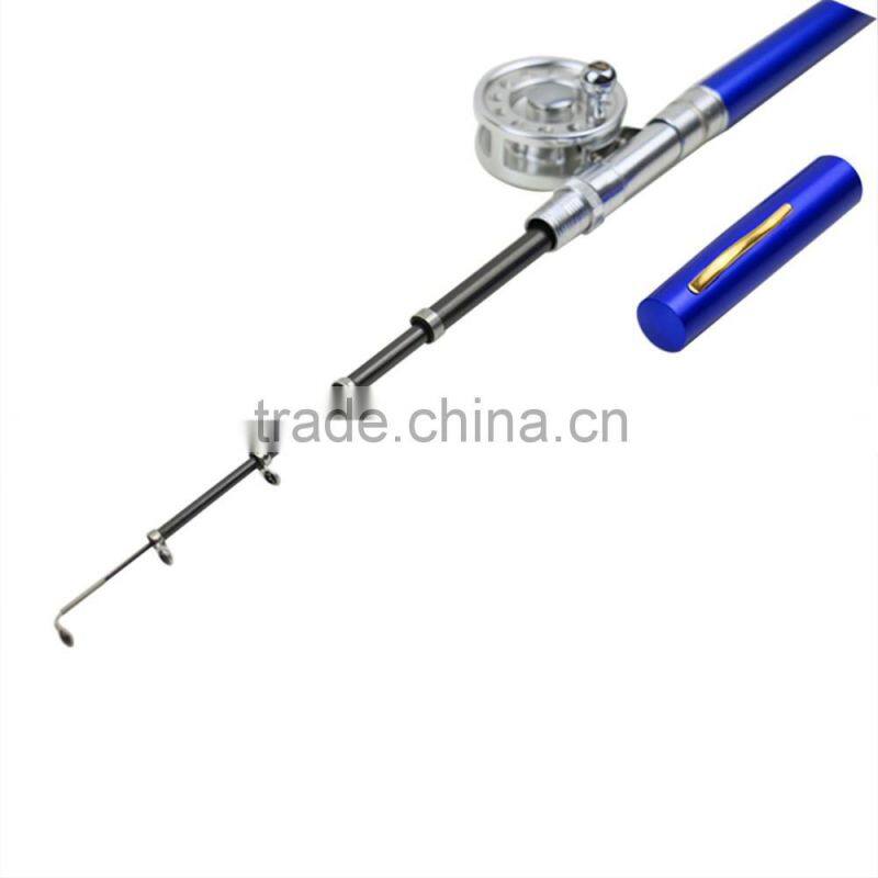 Mini Portable Pocket Aluminum Alloy Fishing Rod Pen Shape Pole Fish Reel Line Soft Bait Hook Float Tackle