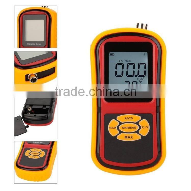 GM63B Portable Digital Vibrometer Vibration Analyzer Tester Meter + Temperature Meter with LCD Backlight