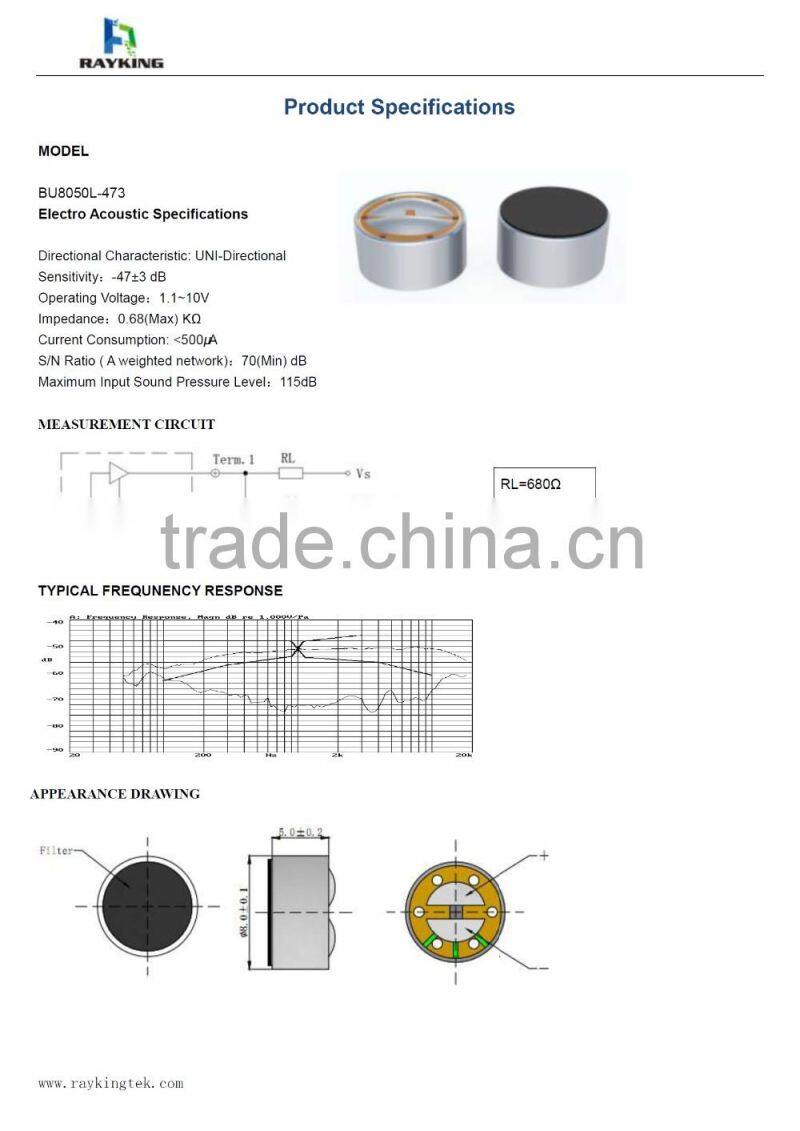 Mic component unidirectional