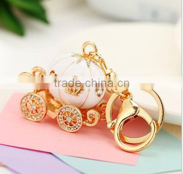 2014 Fashion Drip Rhinestone Mini Pumpkin car Keychain , Bag Pendant ZTKC-189