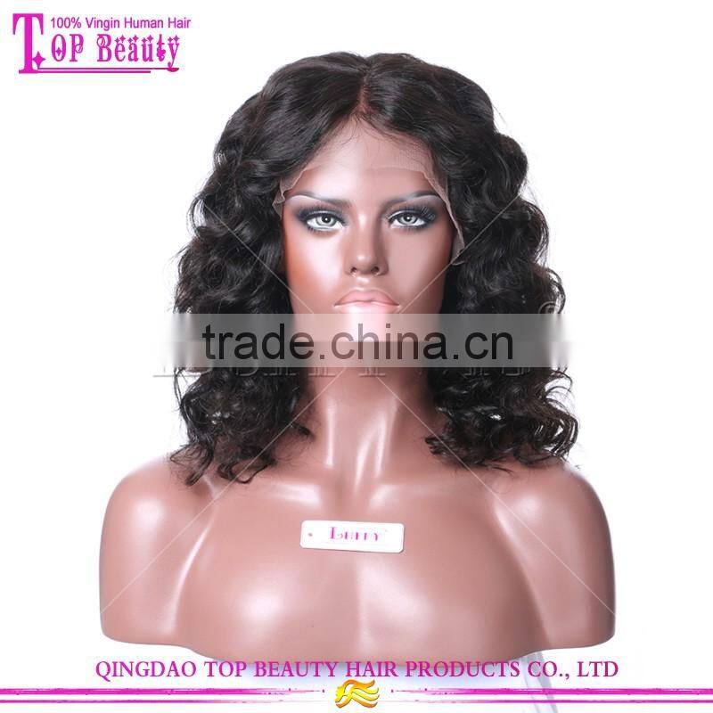 Luffy hair manufacturer wholesale lace front wig brazilian human hair 14inch 150% short curly wig for black women
