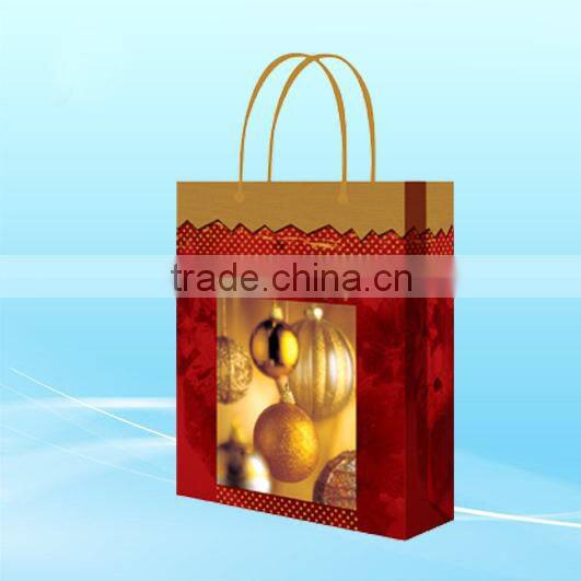 Red shopping paper bags with satin handle