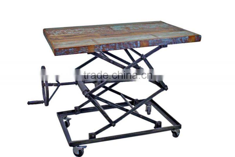 raw wood table,Iron Wood Cross Table