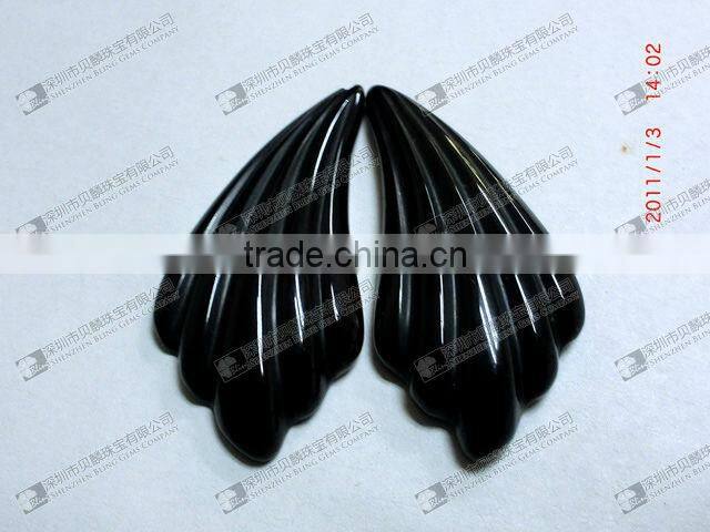 Best price gemstone black onyx carved wing shaped for earrings