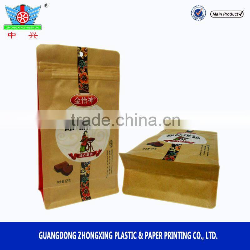 food grade laminated flat bottom snack paper bag with side window