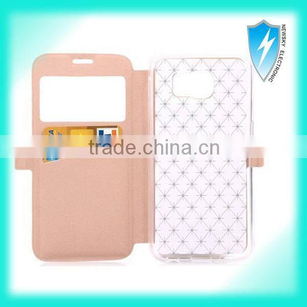 For Samsung S6 leather Flip case Wallet Stand Case with PU Leather and Card Slots