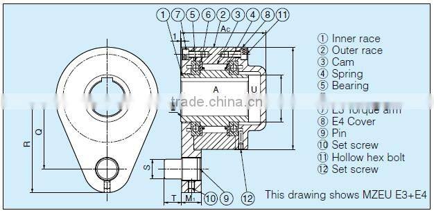 MZEU90 oneway cam clutch track roller bearing