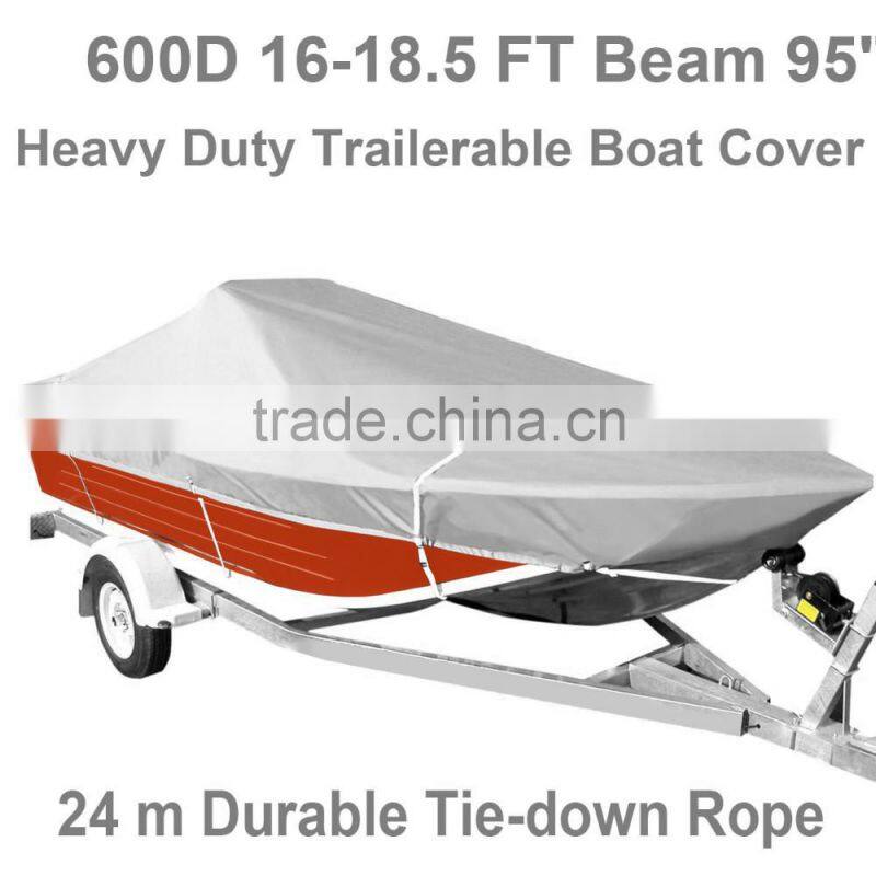 Brand New 7.8oz 600D Waterproof Heavy Duty 16 to 18.5ft Trailerable Boat Cover Max 95" Beam Width