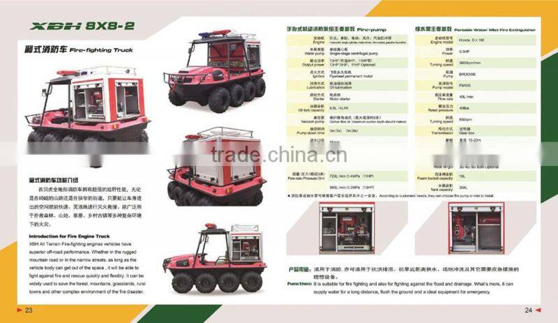 XBH 8X8-2 Fire-fight Truck All-Terrain amphibious Vehicle Forest fire fighting 800cc 8 wheels ATV Mini fire engine