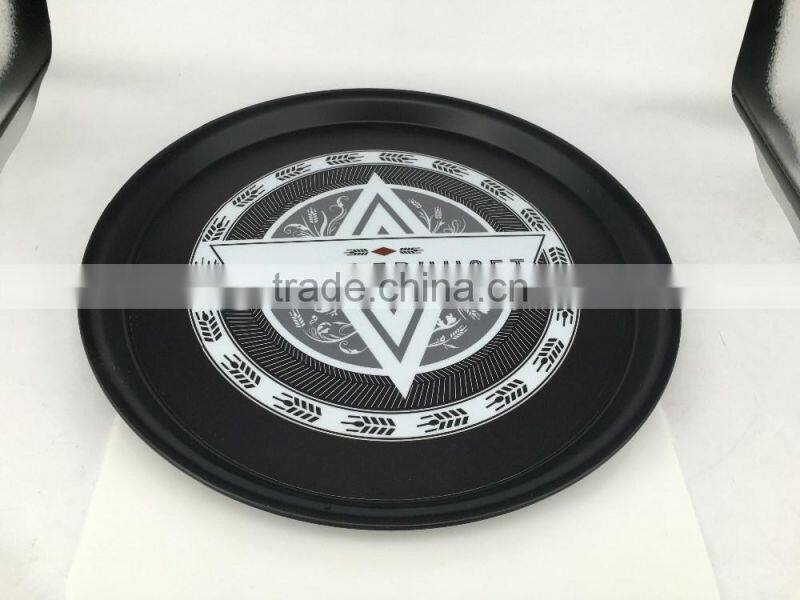 PS Dia 33.2cm Plastic transparent round snack serving tray/TPR anti-skid anti-slip tray