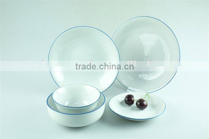 Ceramic dinnerware set with blue edge with cheap price in stock