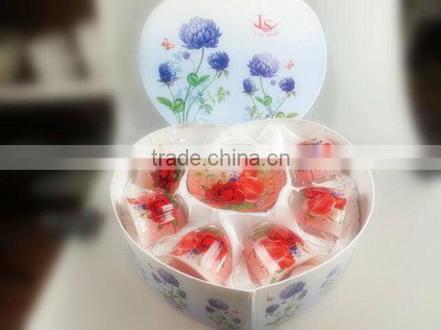 Glass tea cups&saucers with flower design