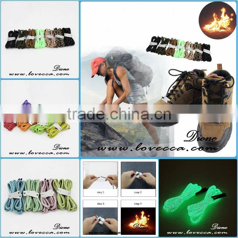 2017 New Trendy 550 Paracord Luminous Shoelace with Fire Starter & Metal Scraper Military Camping Hiking