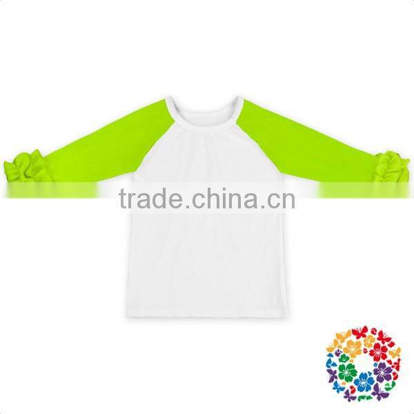 Wholesale Children's Fall Boutique Clothing Hot Pink Long Ruffle Sleeve Shirts Baby Kids Icing Raglan