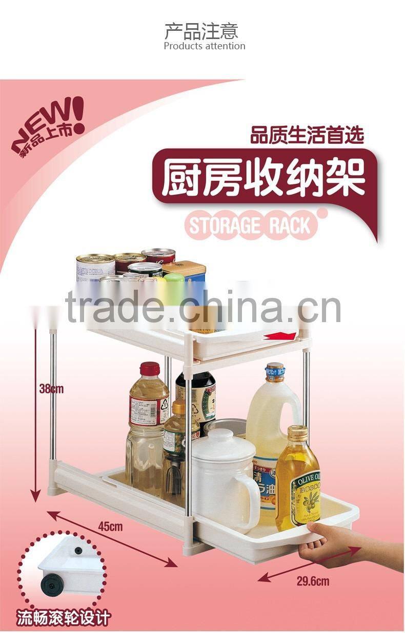 New plastic kitchen storage stool telescopic drawer Kitchen shelf