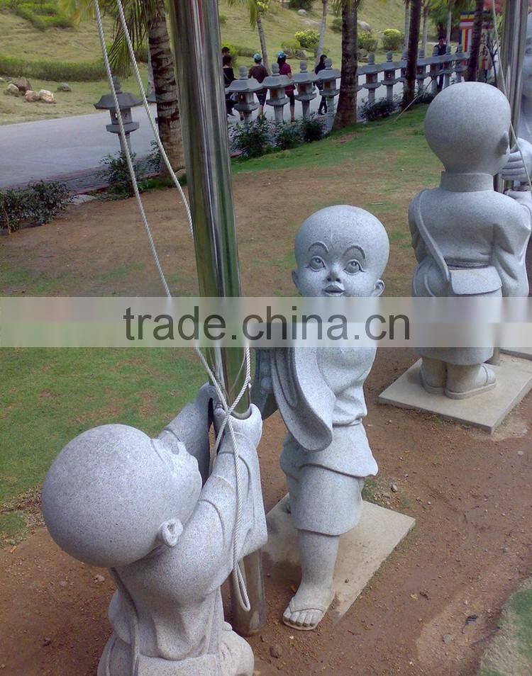 outdoor graden decoration stone carving marble baby buddha little monk statue