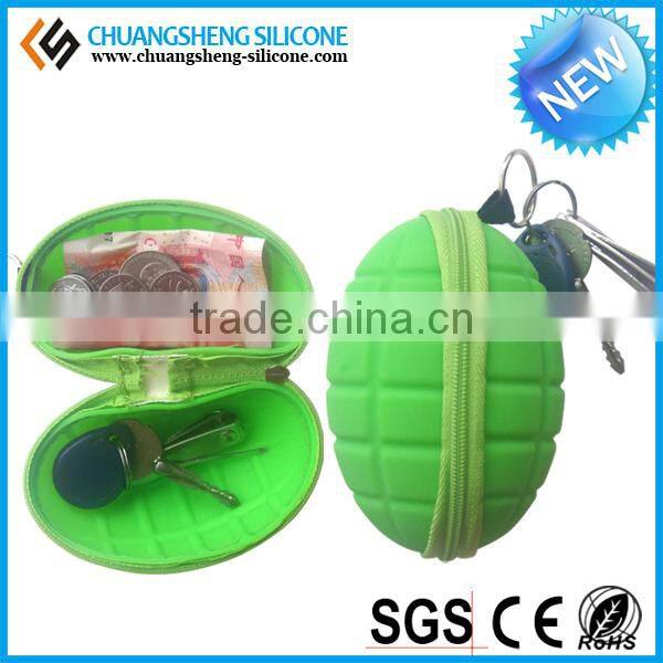 Bomb shaped silicone smart wallet, silicone coin purse, kids money bag