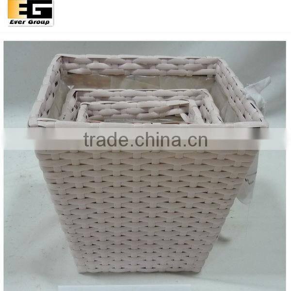 tall dark brown pe rattan woven planter