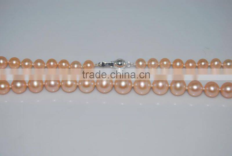 Pretty 3-4mm Pink Freshwater Pearl Necklace 925 Sterling Silver Clasp