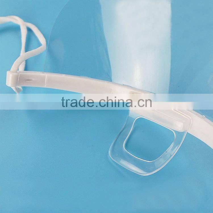 High quality white holder anti saliva food hygiene clear plastic transparent face mask for food service