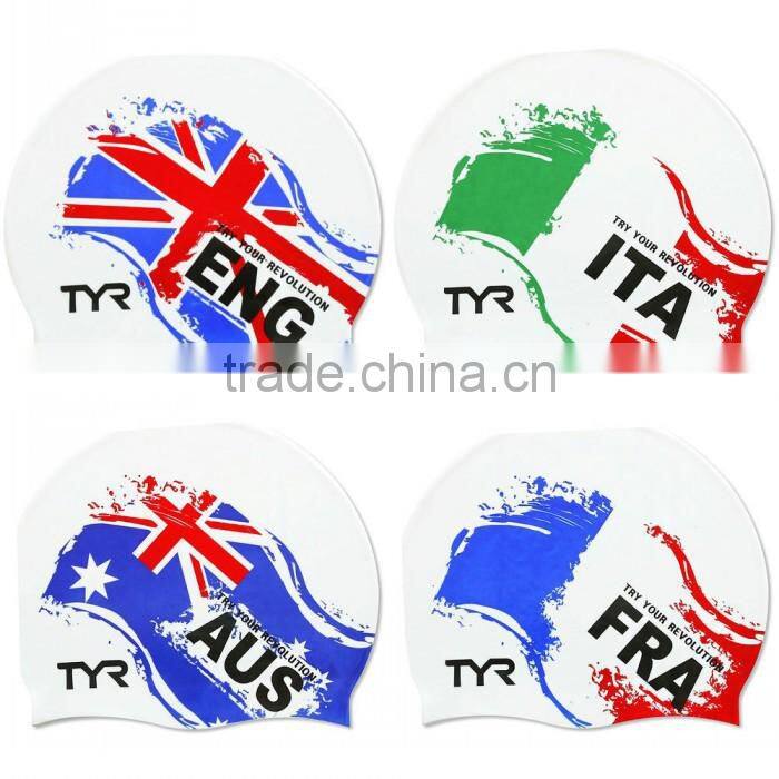 France country Flag Patriotic Silicone Swimming Caps with CE/ROHS certification