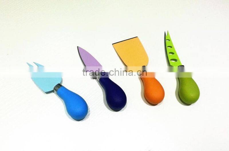 4 PCS Wholesale Cheese Knife Types, plastic colorful handle cheese tool set