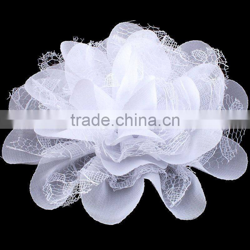 chiffon and lace flower clip for kids hair accessories for baby girl