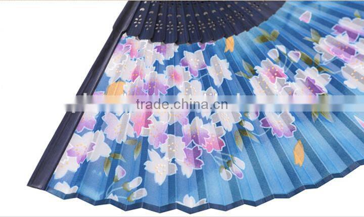 Folk Style Wedding Favor Custom Printed Logo Bamboo Folding Wedding Hand Fan