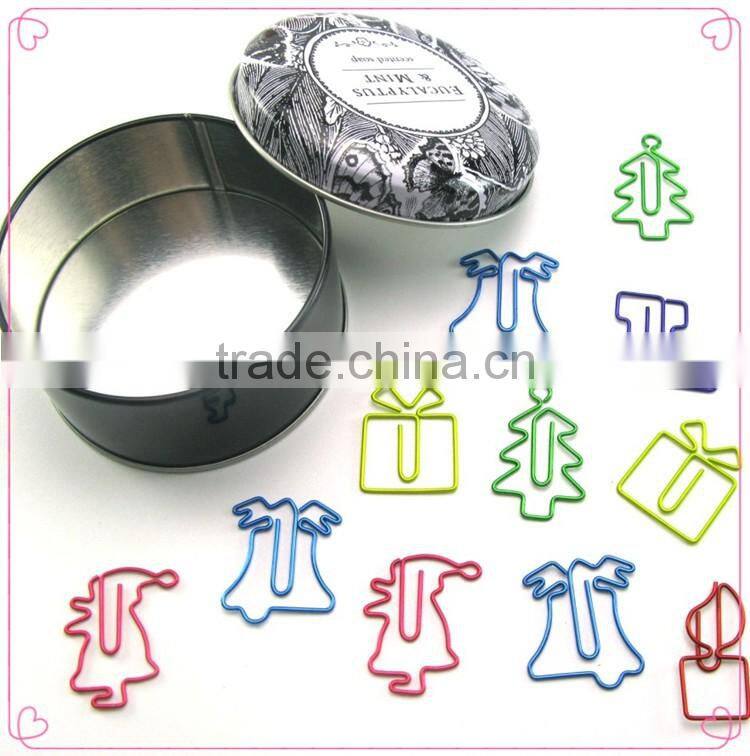 Facoty supply christmas gift box shape metal paper clips