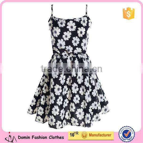 2015 New Fashion Women's Sleeveless Sheer Printed Chiffon Mini Dress