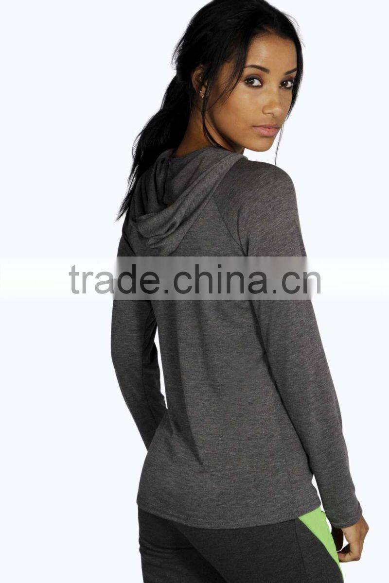 Women fashion sport wear hoodies/grey blank hoodies/trainning hoodies for women