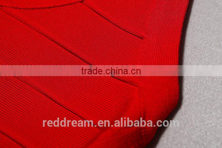 2015 wholesale Lady's latest sexy summer party fashion casual bandage dress with black and red color One-piece Woman dressH1271