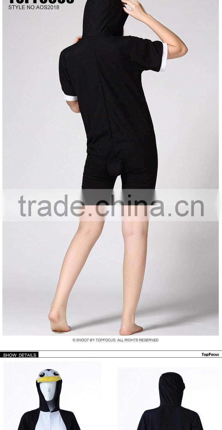 Wholesale penguin pattern lady's cotton home wear cartoon animal Girls Summer Onesie