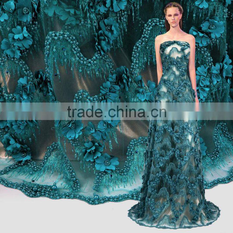 Bestway Unique 3D Handmade French Lace With Beads And Stones FL0255