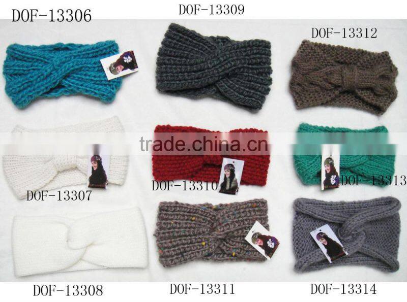 2016 Fashion Hot popular lady bow turban winter crochet acrylic knitted headband