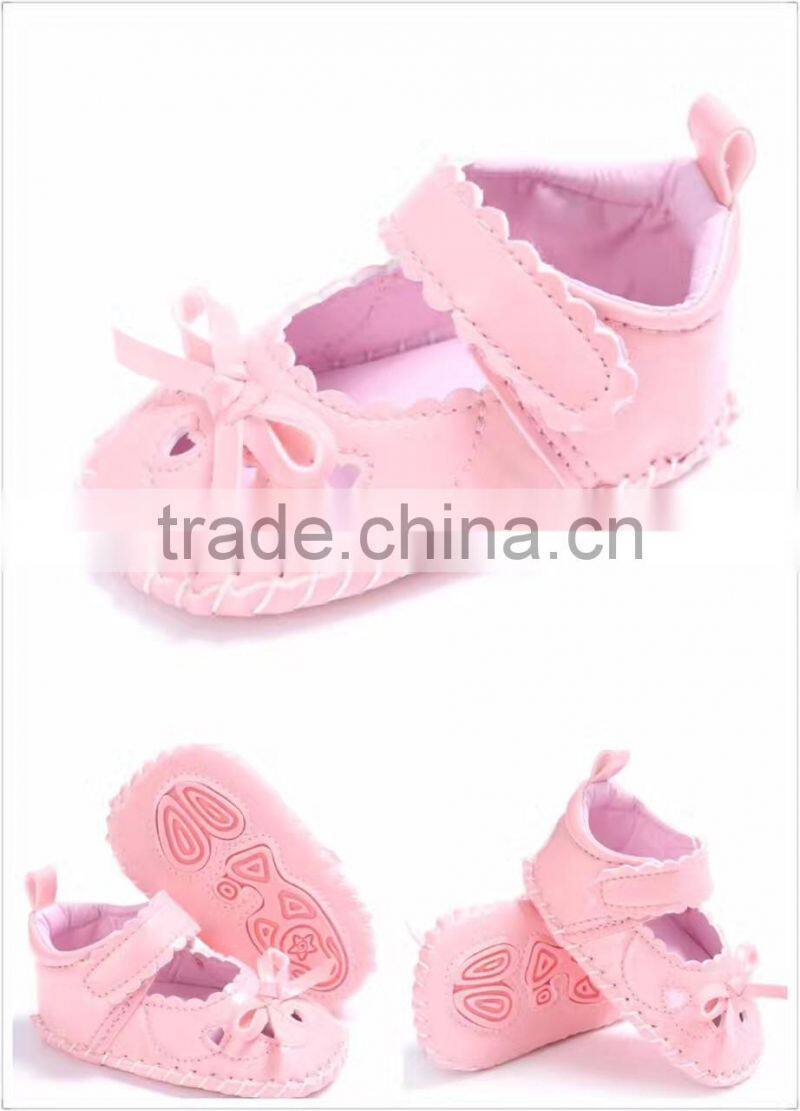 2017cute baby pre-walker leather solid infant shoes