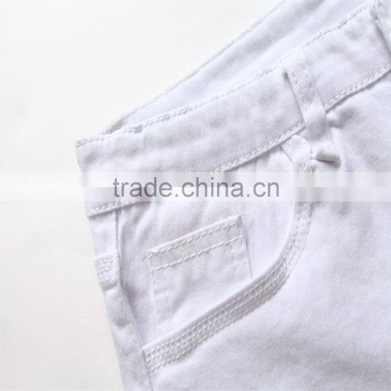 2016 Hot men's fashion men's jeans white jeans hole personality male personality zipper pants beggar