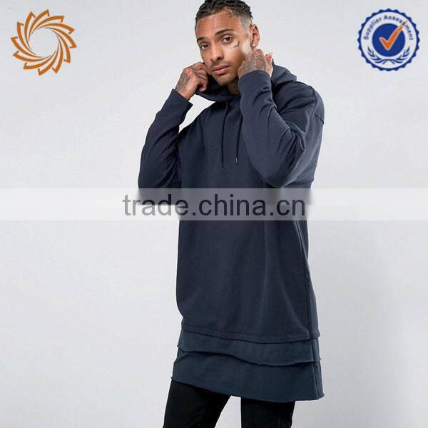 High Quality 280 Gsm Long Line With Hood Custom Men Hoodies 50% Cotton