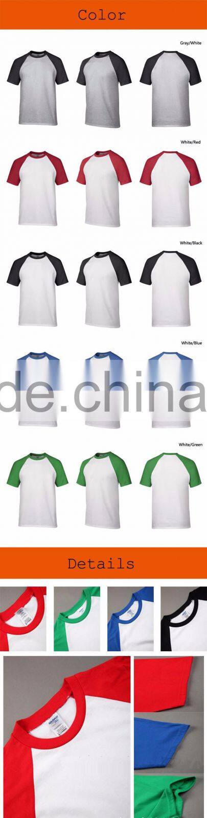 China Manufacturer custom cotton/polyester mens joint raglan sleeve t shirt OEM Hight Quality
