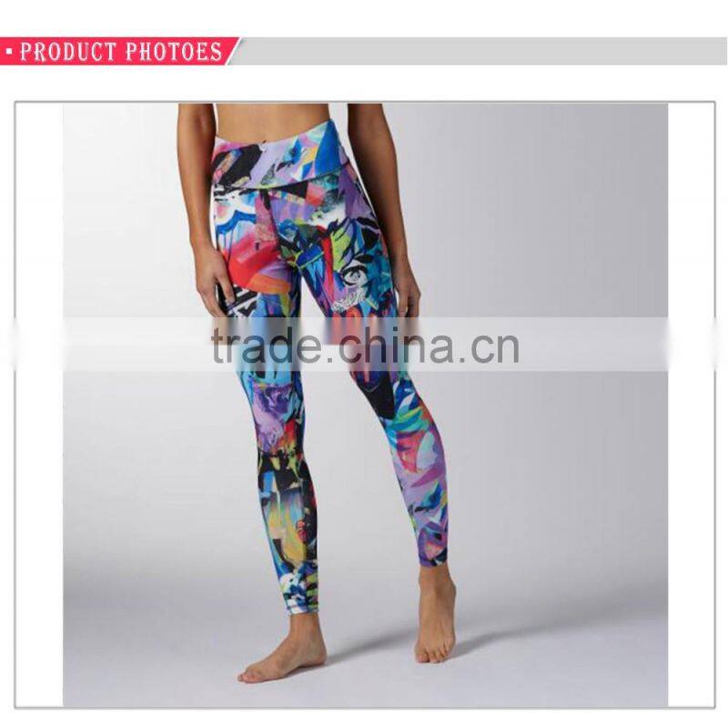 2017 New deign high waist printing yoga sexy tight legging women sport legging