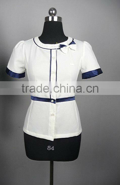 Lady's elegant pretty business office shirt, 2013 newest style, Office lady short sleeve shirt fashion blouses workwear shirt