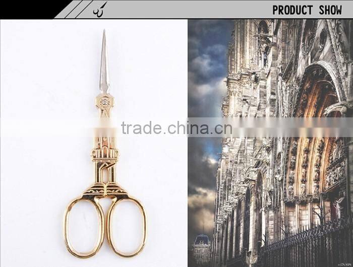 Golden Notre Dame de Paris Church Fancy Embroidery Sewing Scissors