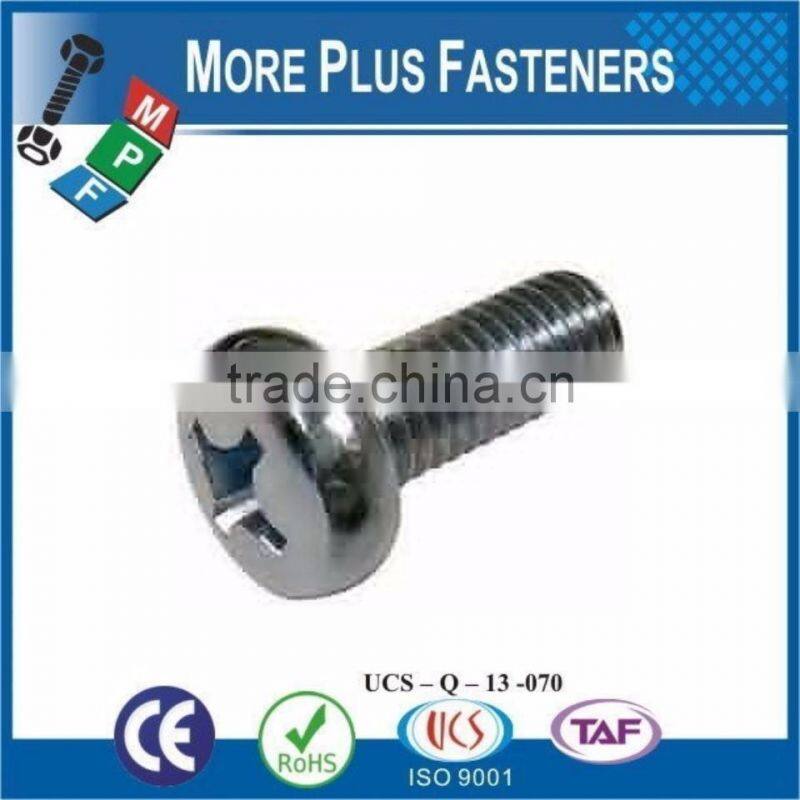 Made in Taiwan Slotted Phillips Pozi Pan Cheese Head Machine Screw Brass Material Stainless Steel Carbon Steel