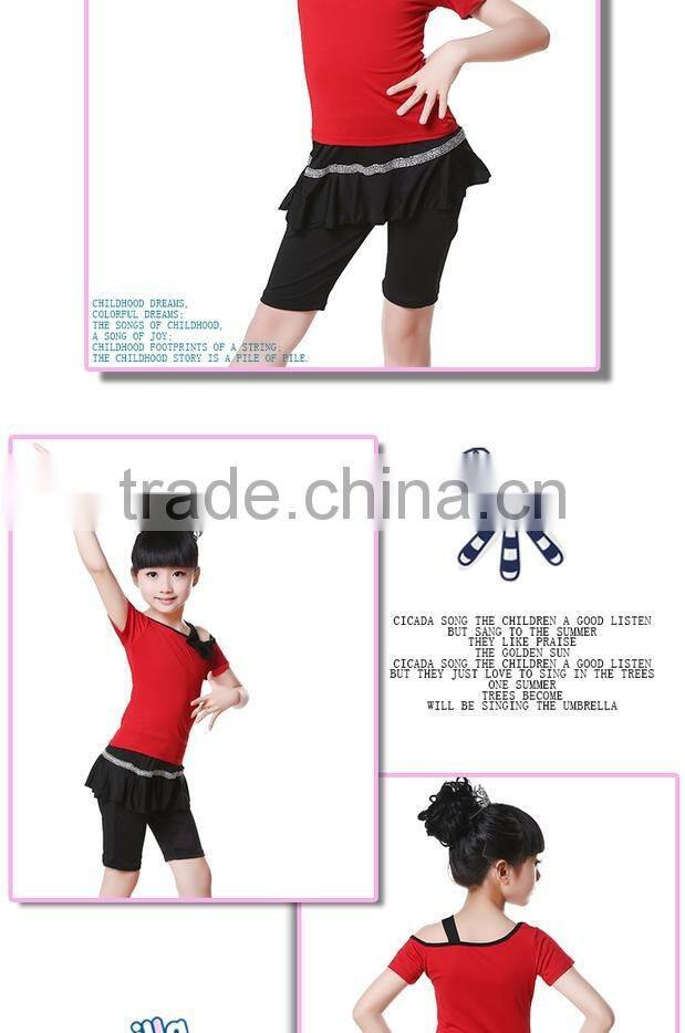 Child Kids Latin Salsa Dance Suit Short Sleeve Dance Costumes For Girls
