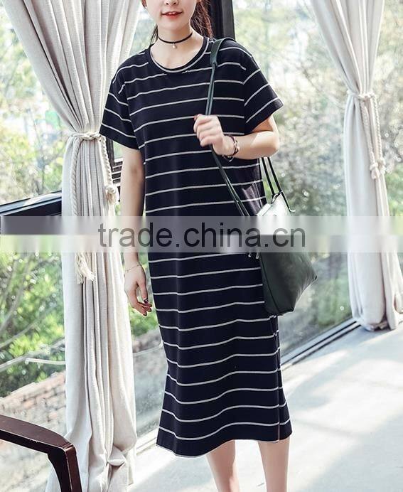 Wholesale women female dress soft cotton strip dress women ladies causal dress