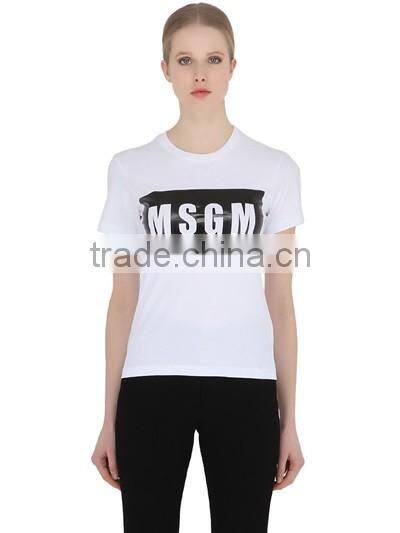 Custom Fashion White Printed T-Shirts Cotton/polyester Girls Fashion White Printed T-Shirts Short Sleeve Slim T Shirts for women